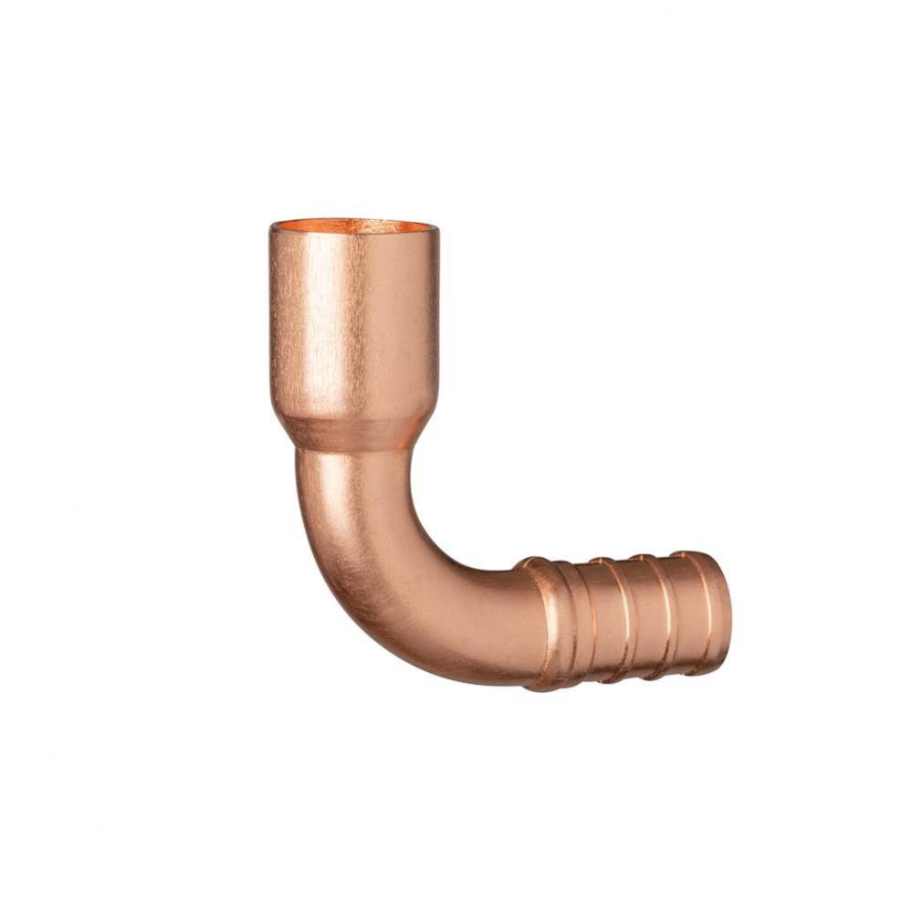Copper Elbow 1-5/8''  - 1/2'' Barb x 1/2'' Male Sweat