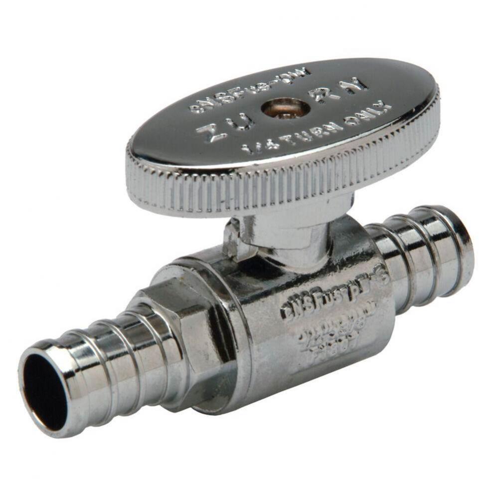 XL Brass Stop Valve - 1/2'' x 1/2'' Barb - 1/4''  Turn Ball Valve