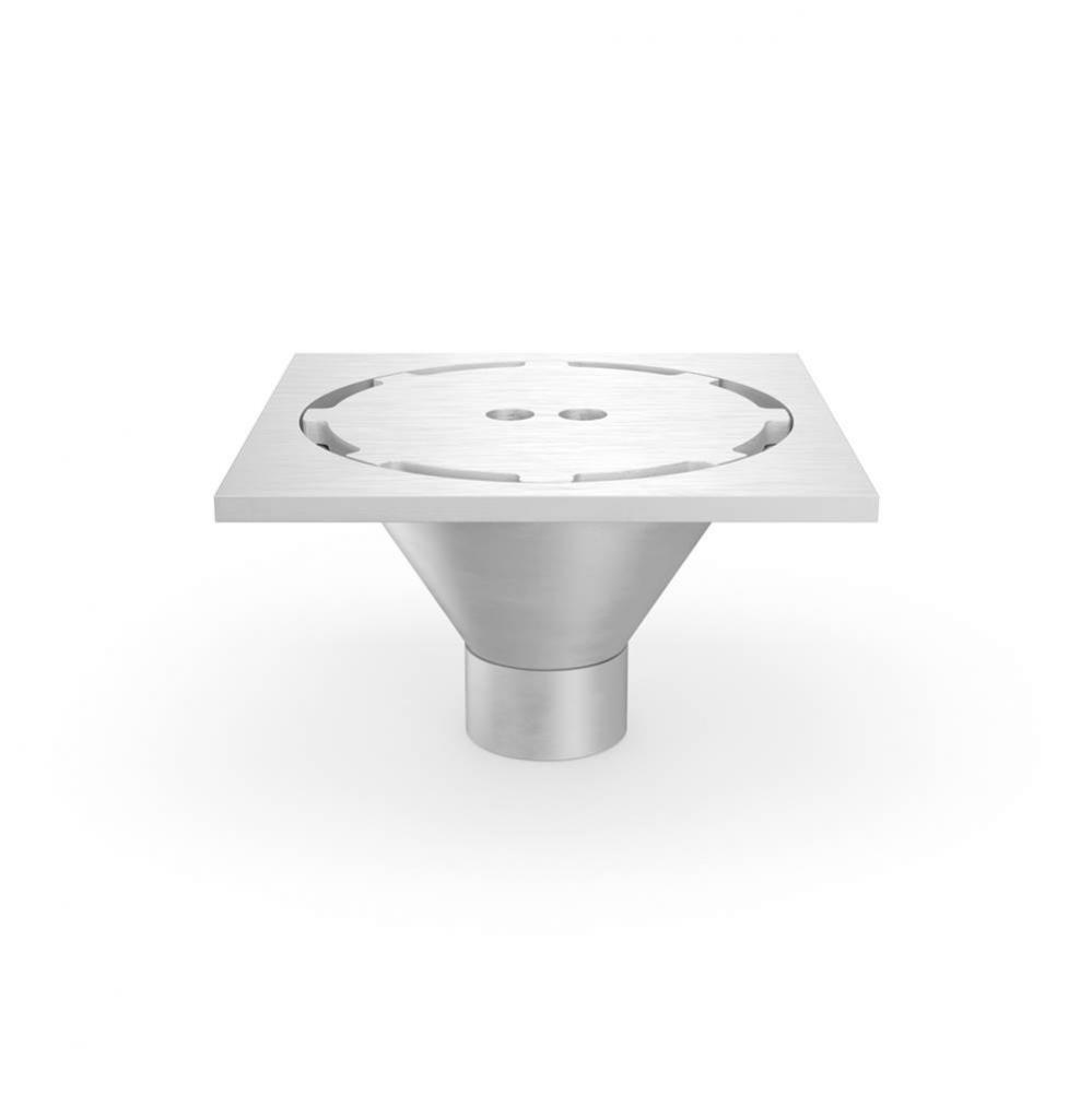 Z1800-12''SQ(304SS)FloorDrain w/3''NH Otlt & HD Pmter Gap Grt w/Fingr Hole