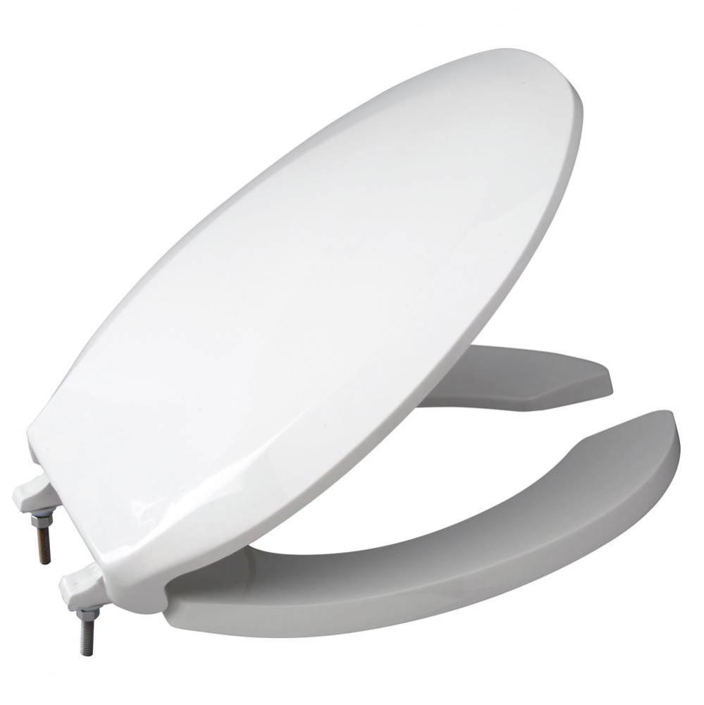 (k) White open front toilet seat  w/cover, Elongated
