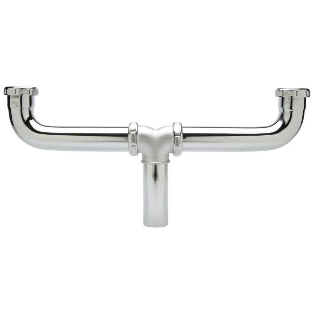 Center Outlet Waste Tee with Arm, 17-Gauge, Slip Joint Connection, 1 1/2 x 16'', Cast Br