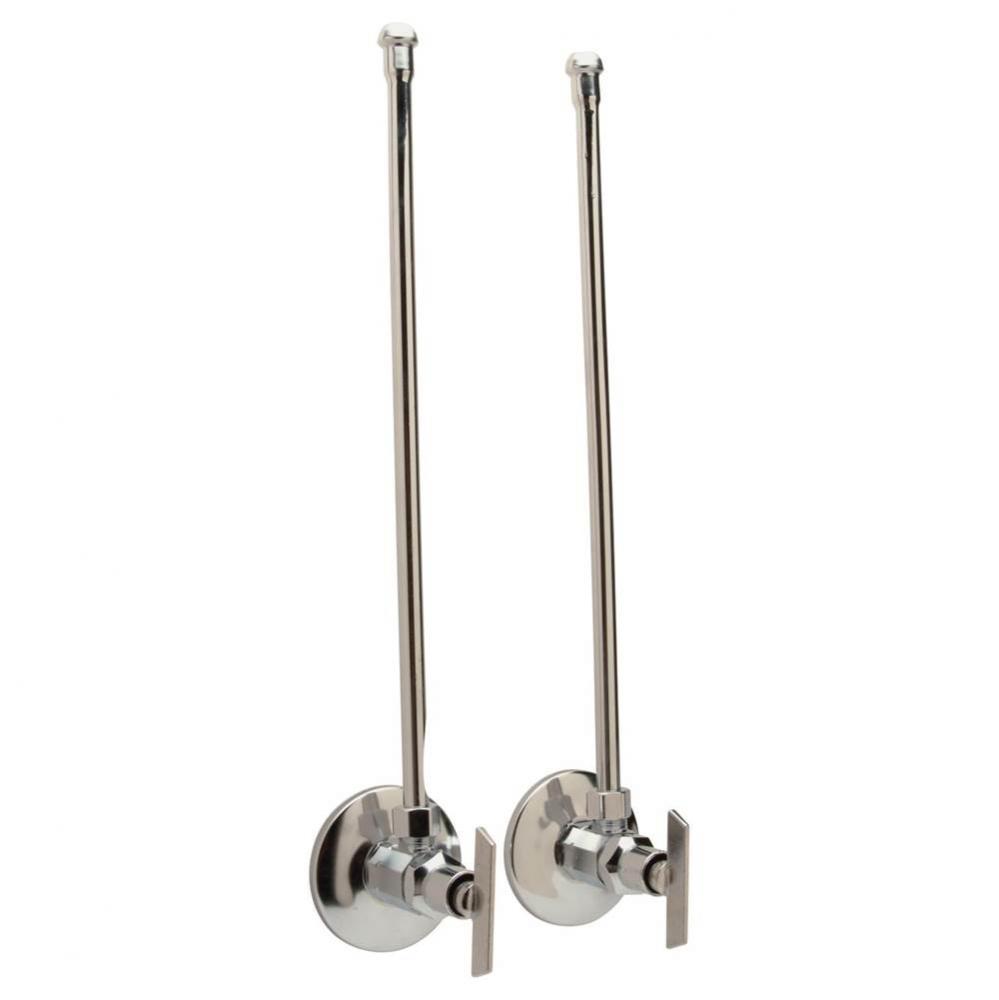 Two Standard Angle Stops with Loose Key, 12'' Flexible Risers, Steel Flanges, 1/2'&