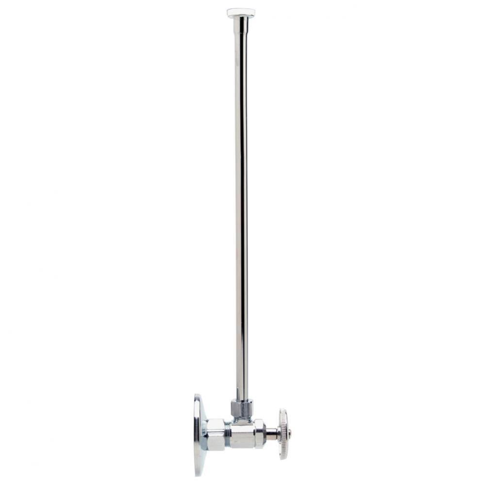 Angle Stop Valve w/ Round Wheel Handle, 12'' Riser, Steel Flange, 1/2'' NOM, 3