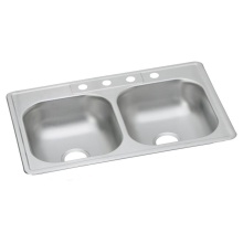 Zurn Industries DW50233221 - Dayton Stainless Steel 33'' x 22'' x 6-9/16'' 1-Hole Equal Double Bo