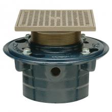 Zurn Industries ZN415-3NL-6S - CI Floor Drain w/ 6'' Sq NI Adj Strainer w/ Secured Heel Proof Grate