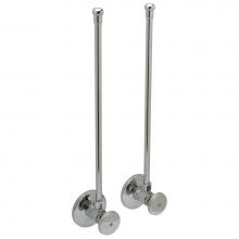 Zurn Industries Z8802-XL-LR-PC - Two Standard Angle Stops with Round Wheel Handles, 12'' Flexible Risers, Steel Flanges,