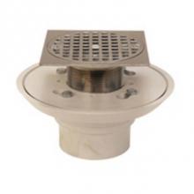 Zurn Industries FD2254-PO2-CS4 - FD2254 2'' Push On Shower Drain w/4'' Square CP Brass Top