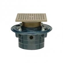 Zurn Industries ZN415-2NL-5S-G-P-USA - Galv CI Floor Drain w/5'' Sq Pol Nickel Adj Str w/ Secured HP Grate-TP-100  USA