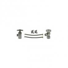 Zurn Industries Z8806-XL-LR-PC - Two Angle Stops with Round Wheel Handles, 12'' Flexible Risers, Steel Flanges, 1/2'