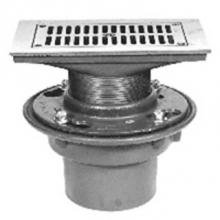 Zurn Industries ZN415-3NL-17J - CI Floor Drain w/ 17'' Adj Pol Nickel Strainer w/ HP Slotted Opening Grate