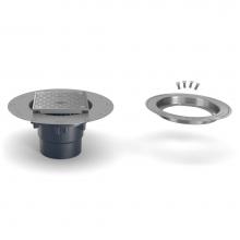 Zurn Industries CO2-PV3-ST-CC - CO2 PVC Cleanout w/5'' Sq NB Head, SS Deck Plate, CC, 3''x4'' Outlet