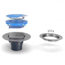 Zurn Industries CO2-AB2-ST-CC - CO2 ABS Cleanout w/5'' Sq NB Head, SS Deck Plate, CC, 2''x3'' Outlet