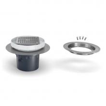 Zurn Industries EZ2-AB4-ST-CC - ABS Floor Drain ? 5-inch Nickel Bronze Head, Stainless Steel Deck Plate and Clamp Collar with 4-in