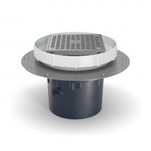 Zurn Industries EZ2-AB4-ST - ABS Floor Drain ? 5-inch Nickel Bronze Head, Stainless-Steel Deck Plate with 4-inch Bottom Outlet