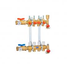 Zurn Industries QHPM-4 - 4-Port Manifold, Inline Air Vent and Supply/Return Ball Valves