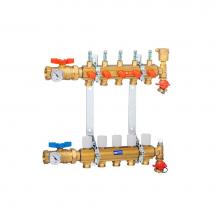 Zurn Industries QHPM-5 - 5-Port Manifold, Inline Air Vent and Supply/Return Ball Valves