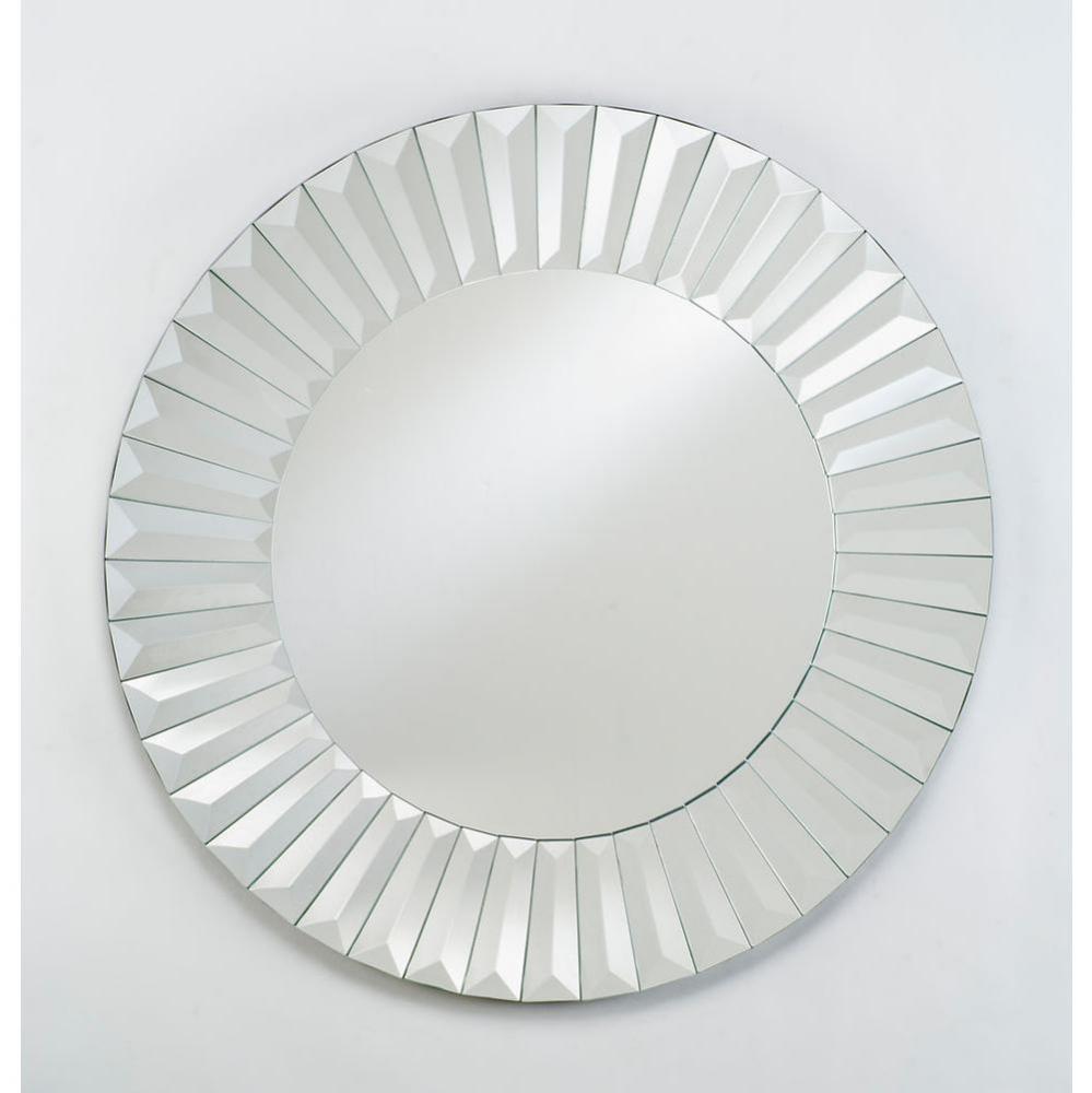 24'' Round Contemporary Cut Glass & Etched