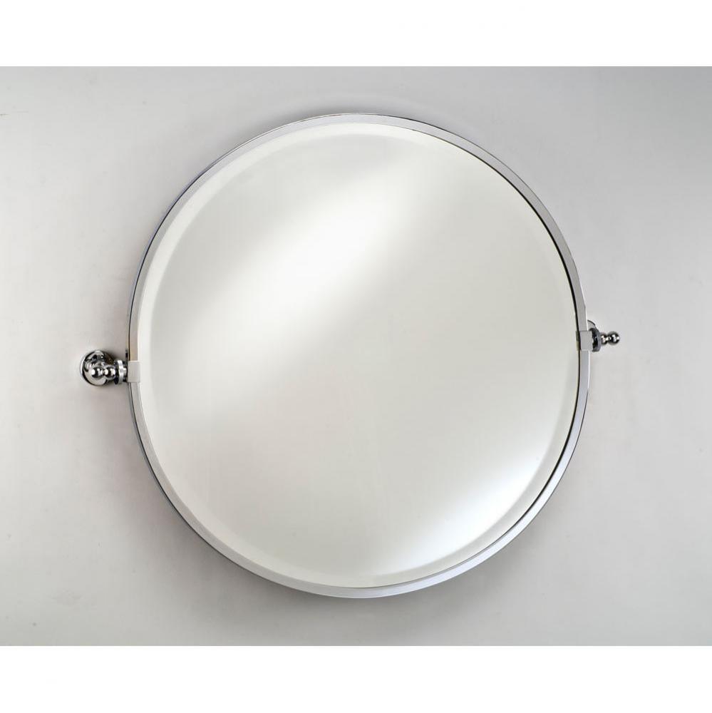 24'' Round Framed With Brass Gear Style With Tilt Brackets & Trim Polished Chrome