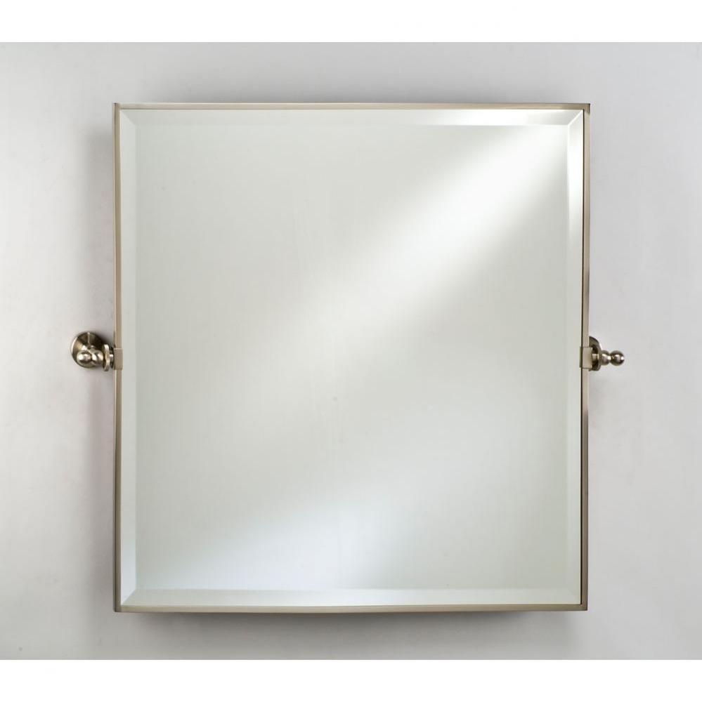 24X24 Square Framed With Brass Gear Style With Tilt Brackets & Trim Satin Nickel