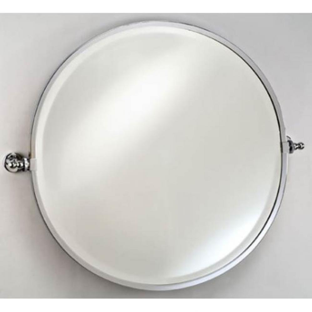 24'' Round Framed With Brass Gear Style With Tilt Brackets & Trim Satin Nickel