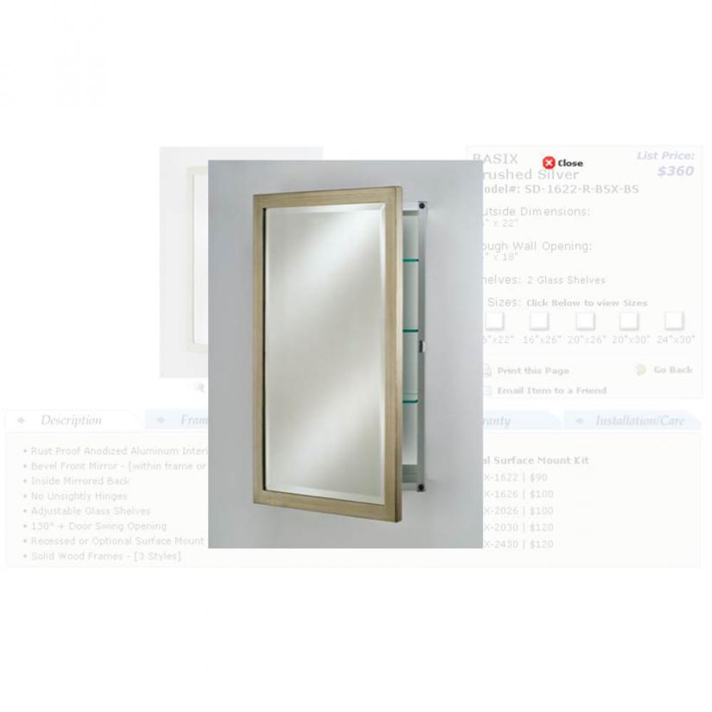 Single Door 24X30 Recessed Basix Brushed Silver