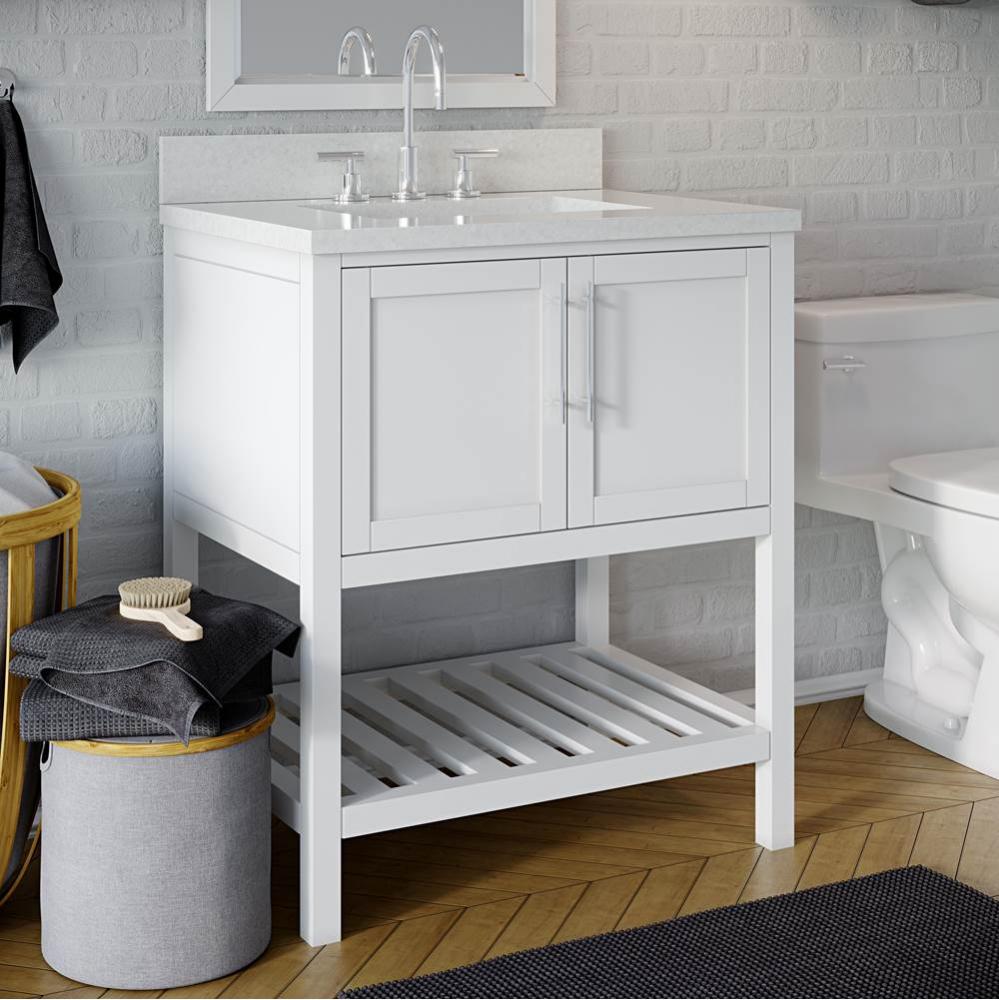 Riose Vanity Cabinet (w towel shelf) 30-in, Matte White