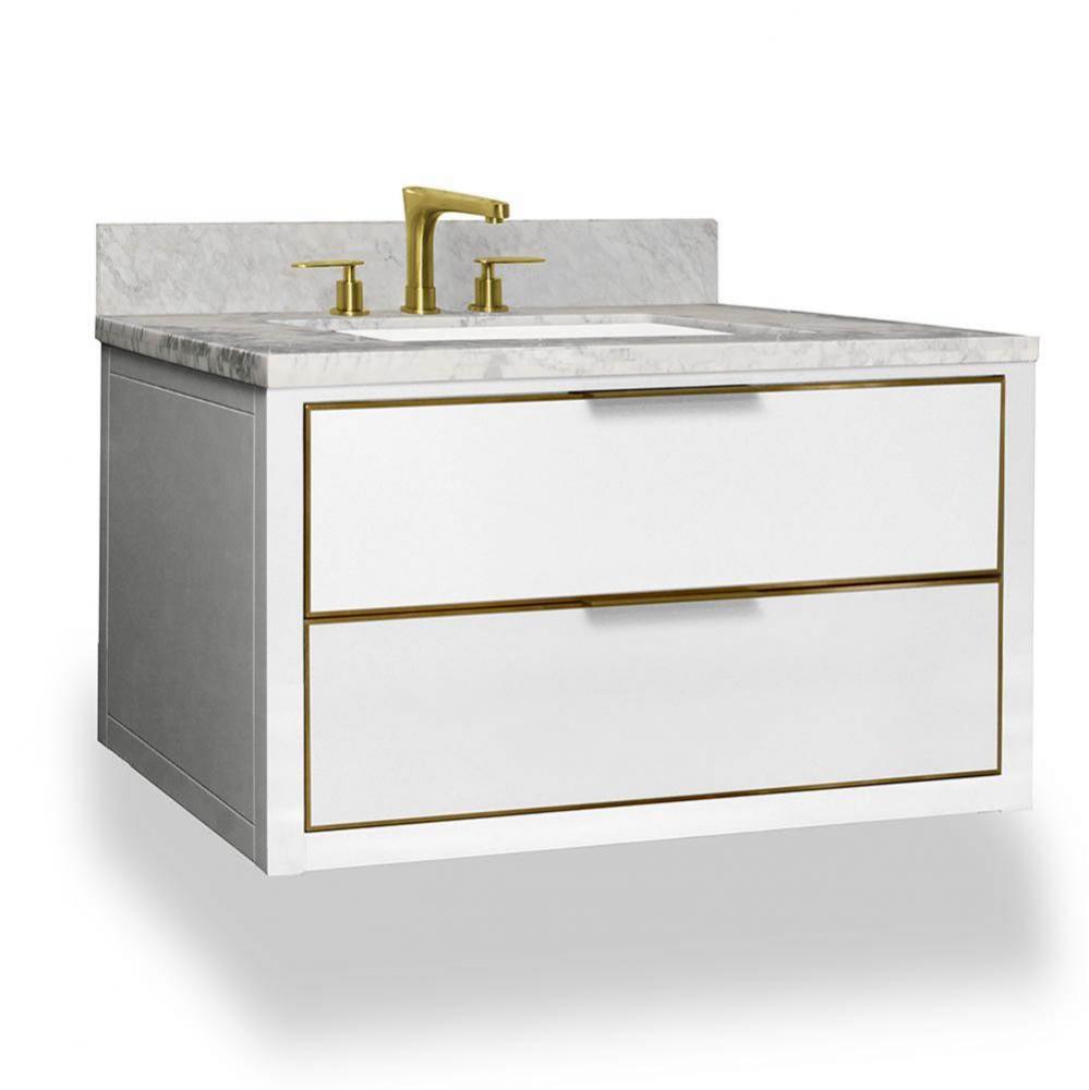 Muse Wallhung Vanity 36-in, Walnut Brown with Satin Brass