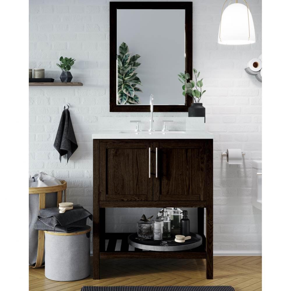 Riose Vanity Cabinet (w towel shelf) 30-in, Weathered Oak