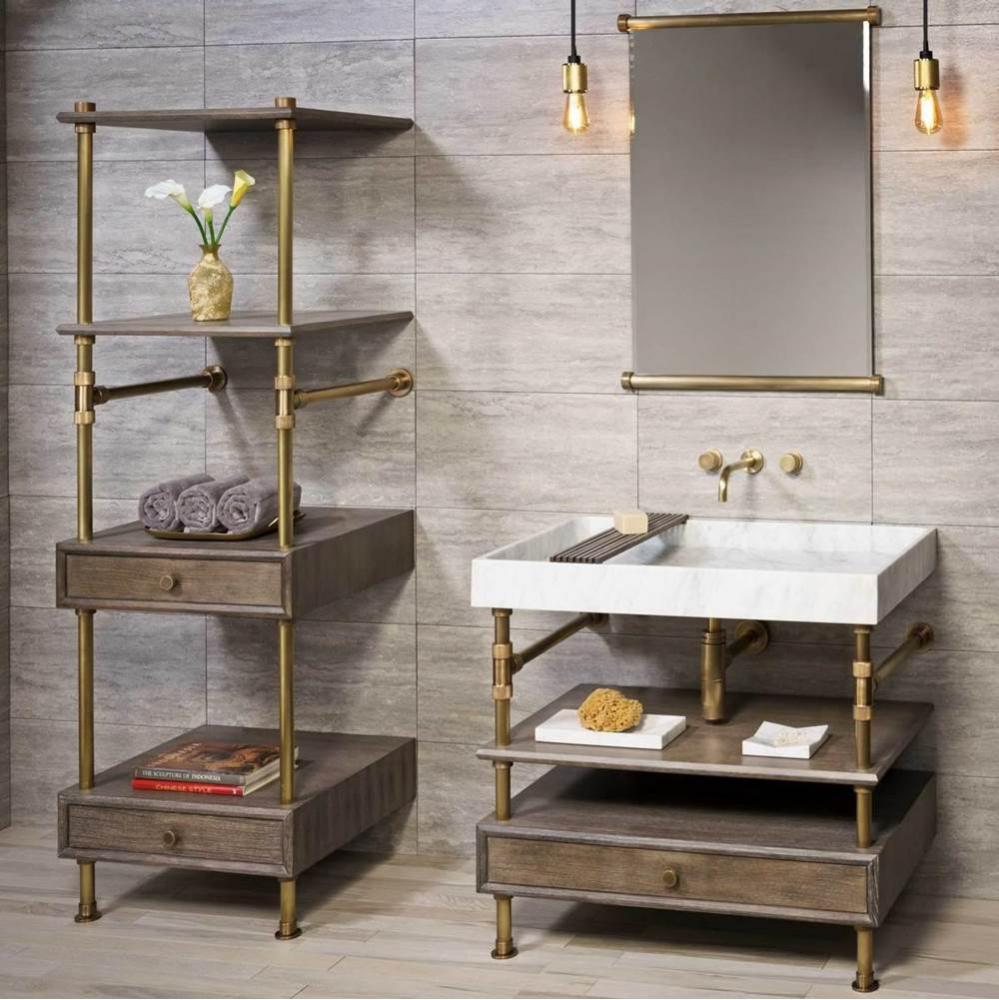 Elemental Storage Tower, 24'', With Wood Shelves And Drawers (6'')