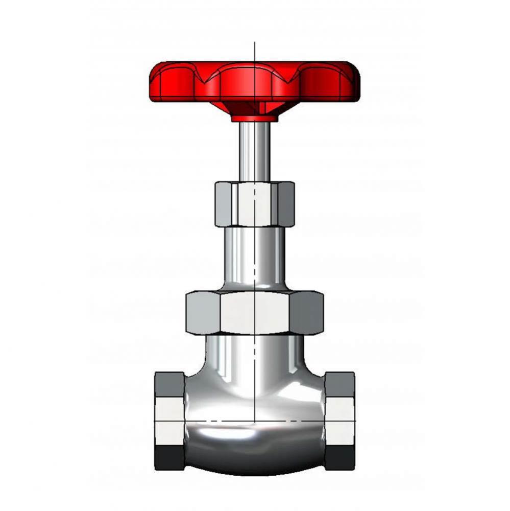 1/2'' Globe Valve, Rough Chrome Plated (Standard Red Handle, Unless Otherwise Specified)