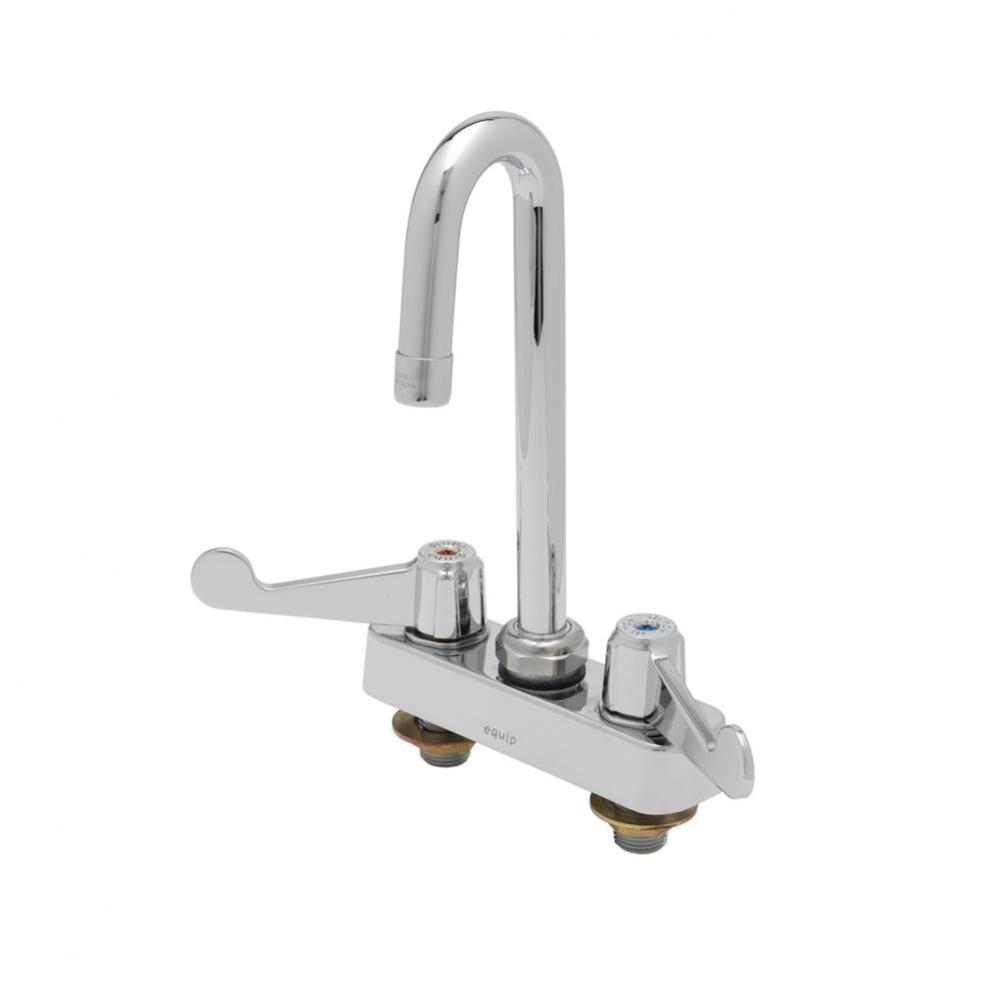 Equip 4'' Deck Mount Workboard Faucet, 3'' Swivel Gooseneck, Aerator, 4'&
