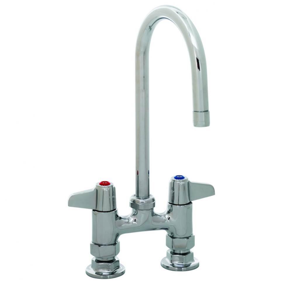 4'' Deck Mount Faucet, 5-1/2'' Swivel Gooseneck, Lever Handles, 1/2'&apos