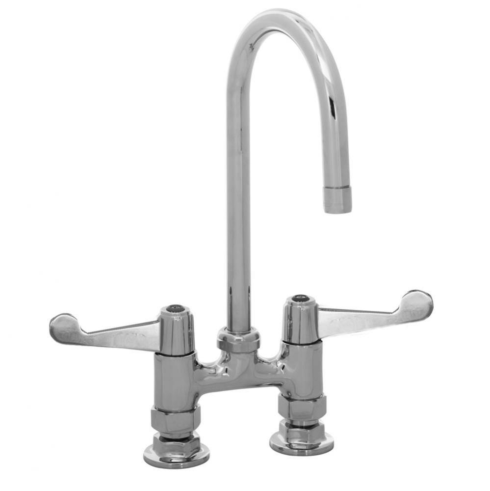 4'' Deck Mount Faucet, 5-1/2'' Swivel Gooseneck, 4'' Wrist Handles,