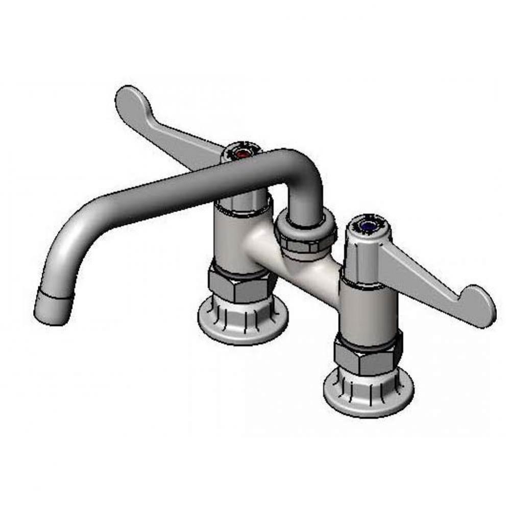 Equip 4'' c/c Deck Mount Faucet, Swivel, 8'' Swing Nozzle, 4'' Wrist