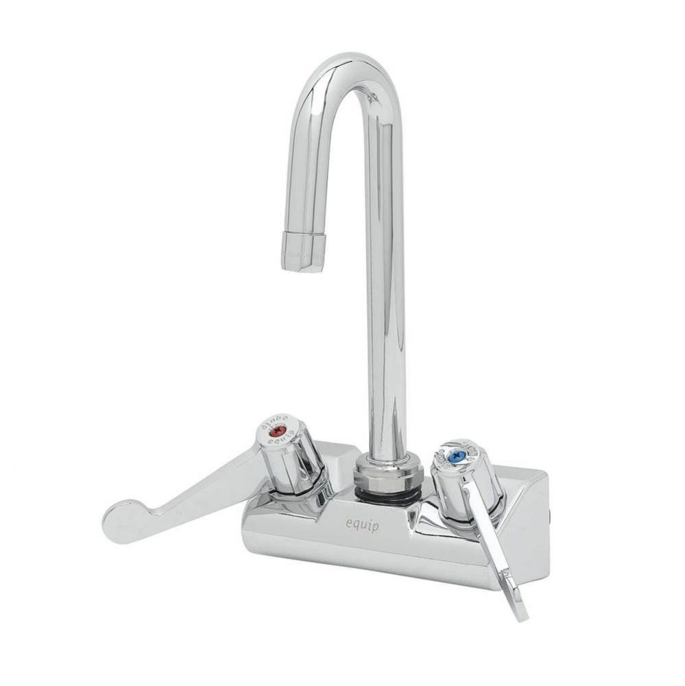 Equip 4'' Wall Mount Faucet, 3'' Swivel Gooseneck, 2.2 gpm Aerator, 4'&ap
