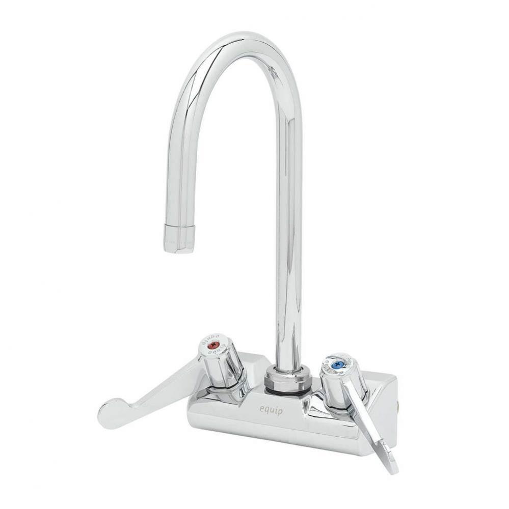 Equip 4'' Wall Mount Faucet w/ 5 1/2'' Swivel Gooseneck, 4'' Wrist H