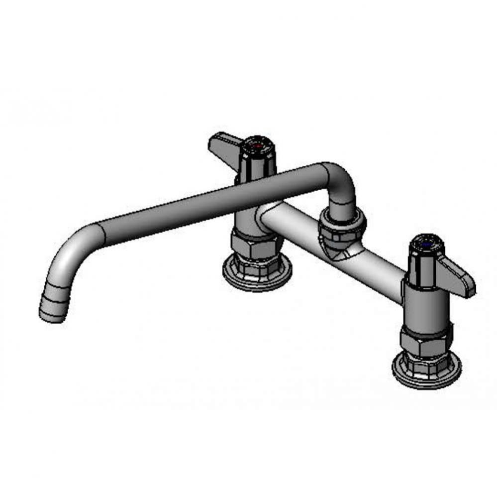 equip 7'' Deck Mount Faucet, Lever Handles, 12'' Swing Nozzle, Supply Nipple K
