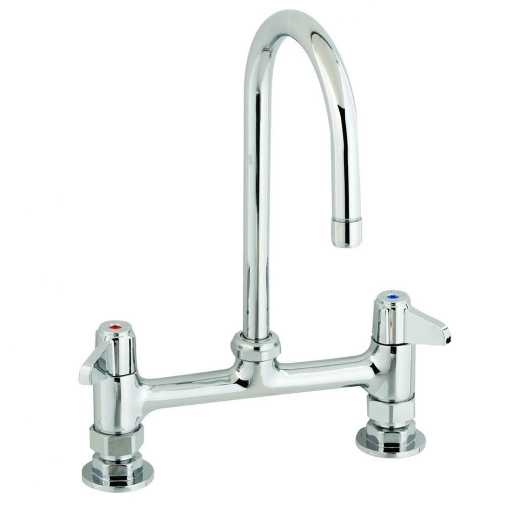 Equip 7'' Deck Mount Faucet w/ 5'' Swivel Gooseneck, Ceramic Cartridges &