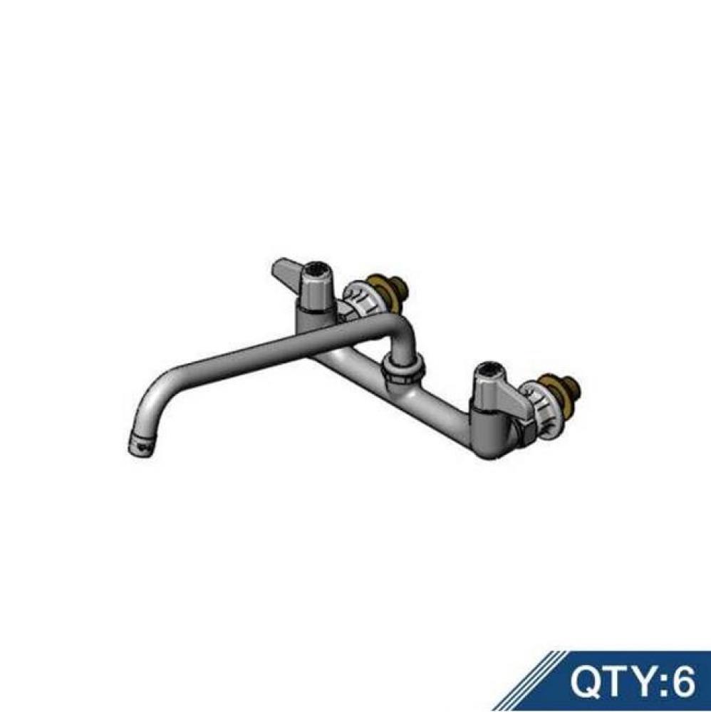 8'' Wall Mount Faucet w/ Quarter-Turn Ceramic Cartridges, 12'' Swing Nozzle, e