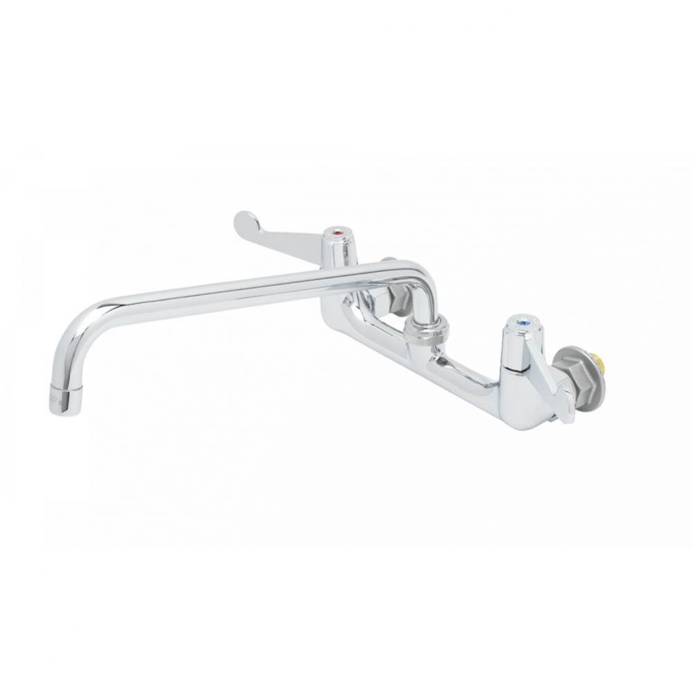 8'' Wall Mount Faucet, 4'' Wrist-Action Handles, 12'' Swing Nozzle &