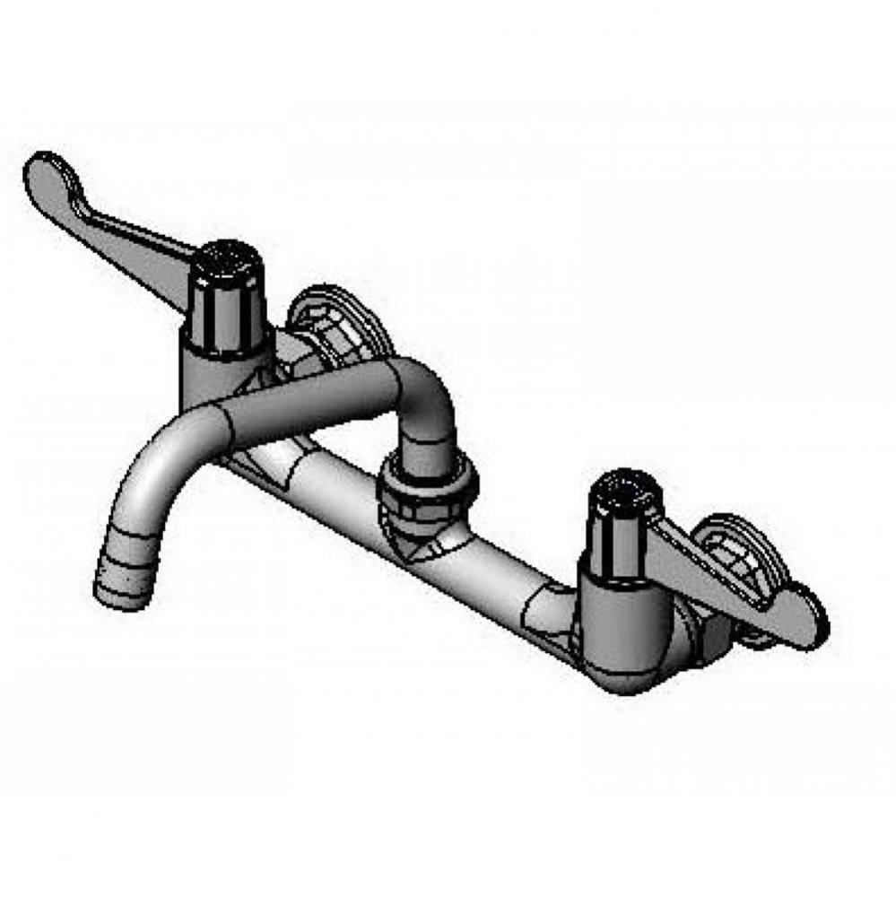 8'' Centers, Wall Mount Faucet, 6'' Swing Nozzle, Wrist Action Handles & 1