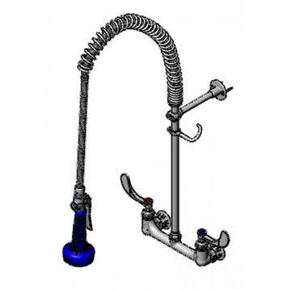 Easy-Install Pre-Rinse: 8'' Wall Mount, Ceramas w/ Check Valves, 4'' Wrist-Act