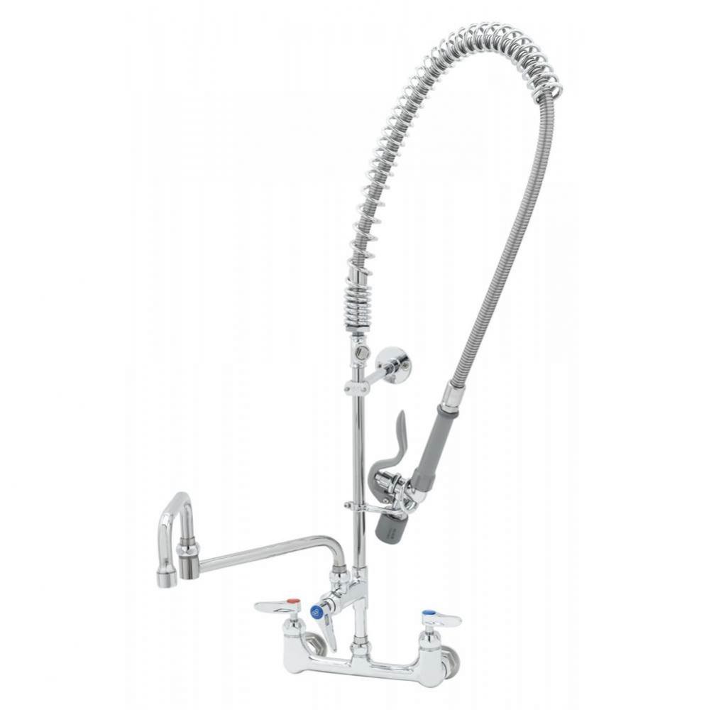 Pre-Rinse: 8'' Wall Mount, Ceramas, Add-On Faucet with 18'' Double-Joint Nozzl