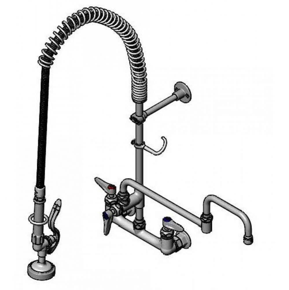 Pre-Rinse: 8'' Wall Mount, Ceramas, Add-On Faucet with 18'' Double-Joint Nozzl