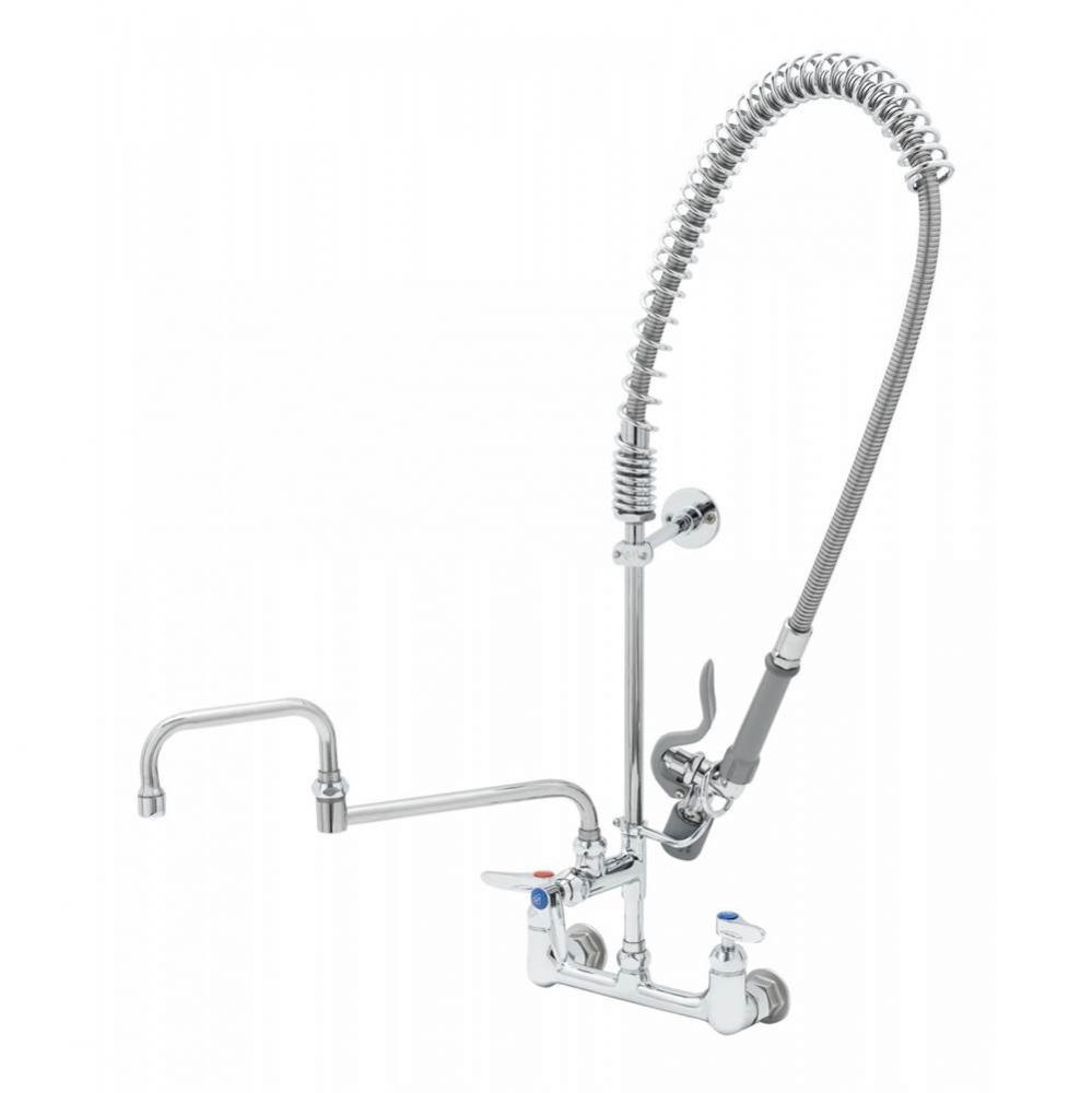 Pre-Rinse: 8'' Wall Mount, Ceramas, Add-On Faucet with 15'' Double-Joint Nozzl