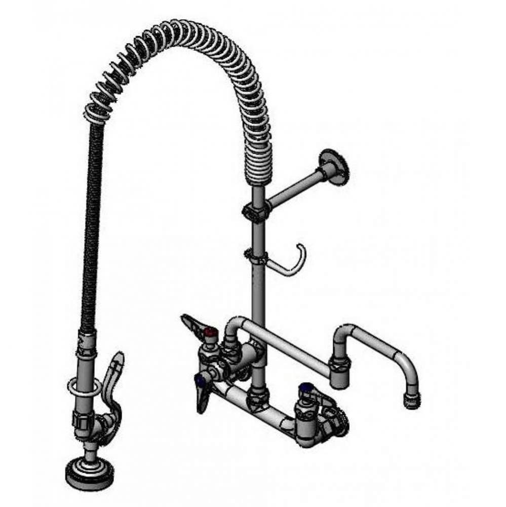 Pre-Rinse: 8'' Wall Mount, Ceramas, Add-On Faucet with 15'' Double-Joint Nozzl