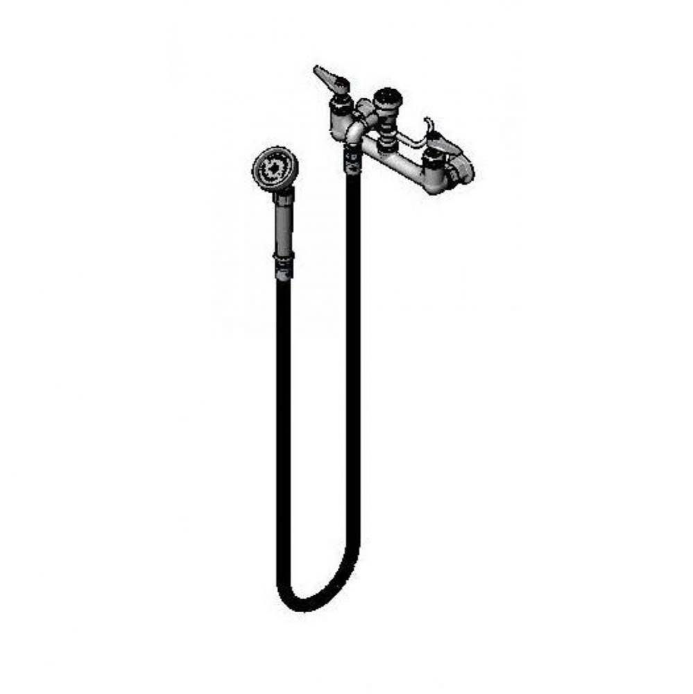 Spray Assembly, Wall Mount Base w/ VB, 8'' Centers, Angled Spray Valve, Flexible Hose