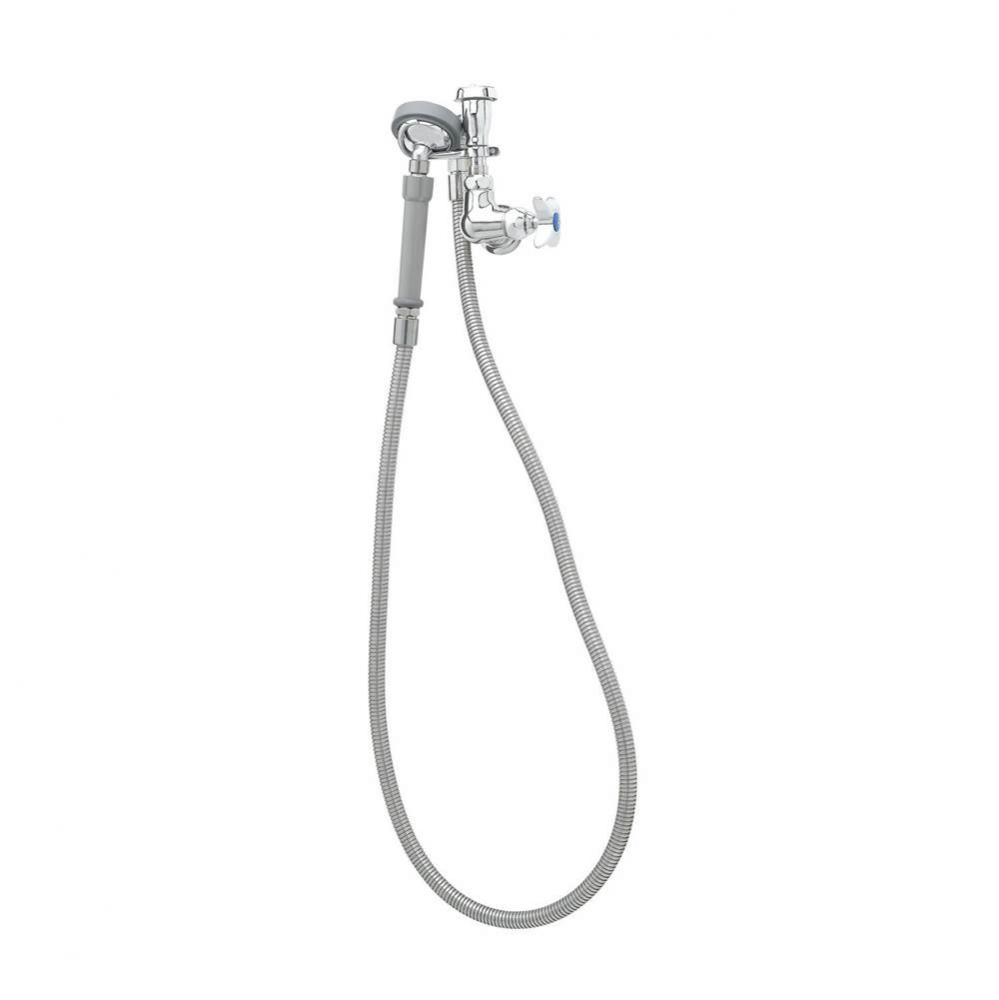 Spray Assembly, Single Hole Wall Mount Base w/ VB, Angled Spray Valve, Flexible Hose