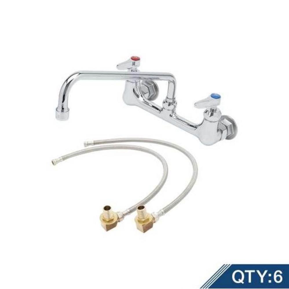 Master Pack (6) B-0231-CR-KIT, 8'' Wall Mount Base Faucet, 1/2''NPT Male Inlet