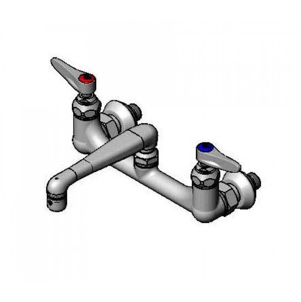 Double Pantry Faucet, Wall Mount, 8'' Centers, 6'' Cast Spout, EE Inlets